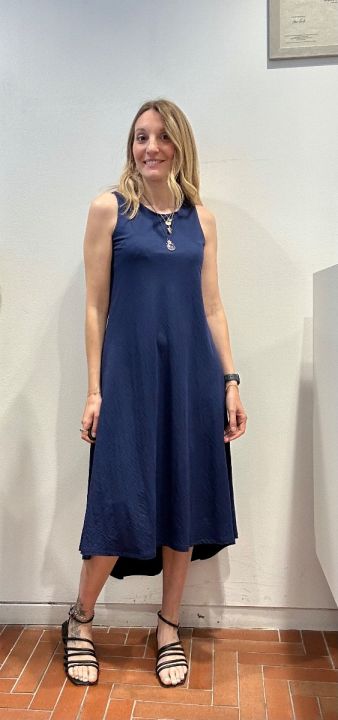 Abito con coda rayon blu