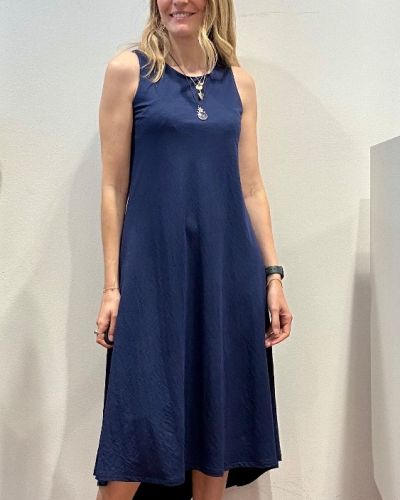 Abito con coda rayon blu