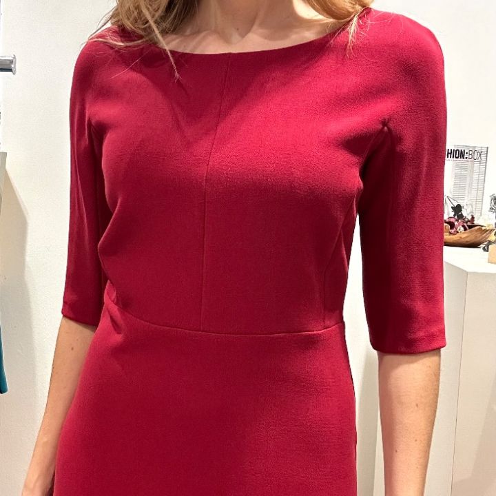 Abito doppio crêpe rosso rubino (4)