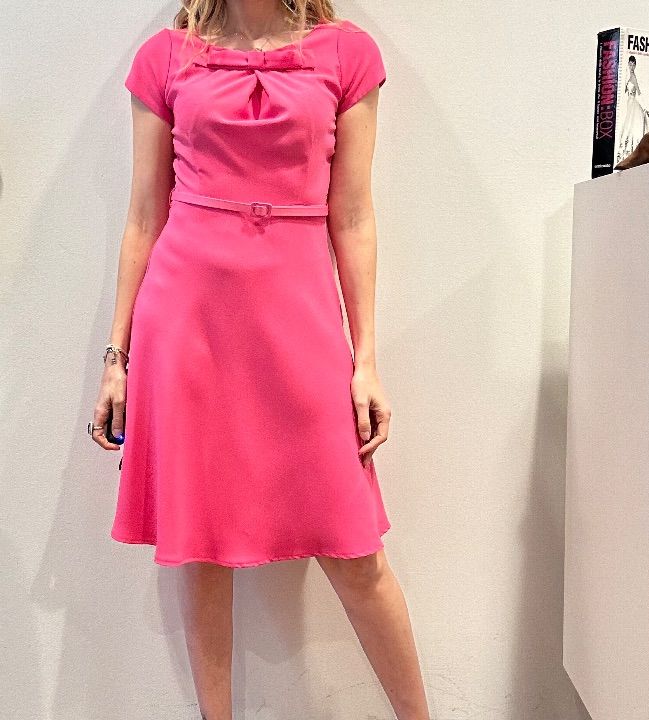 Abito fucsia fiocco e cintura (6)