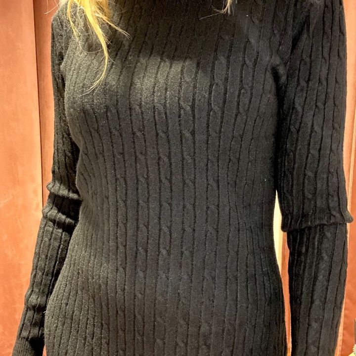Abito in maglia dolcevita nero (3)