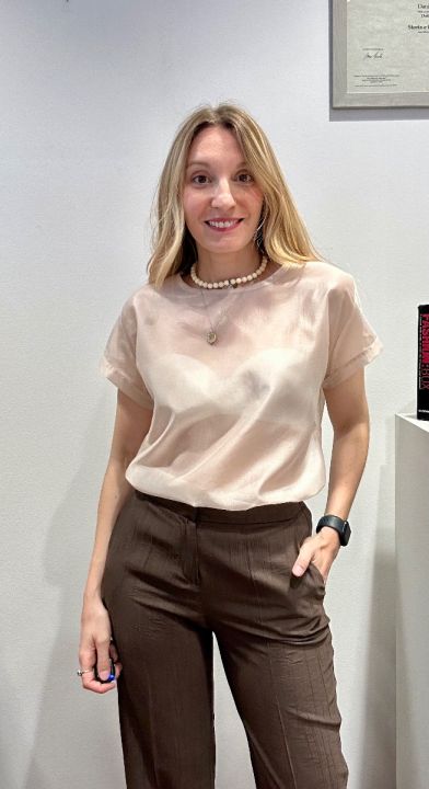Blusa in lyocell semitrasparente avorio