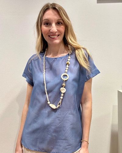 Blusa in lyocell semitrasparente denim
