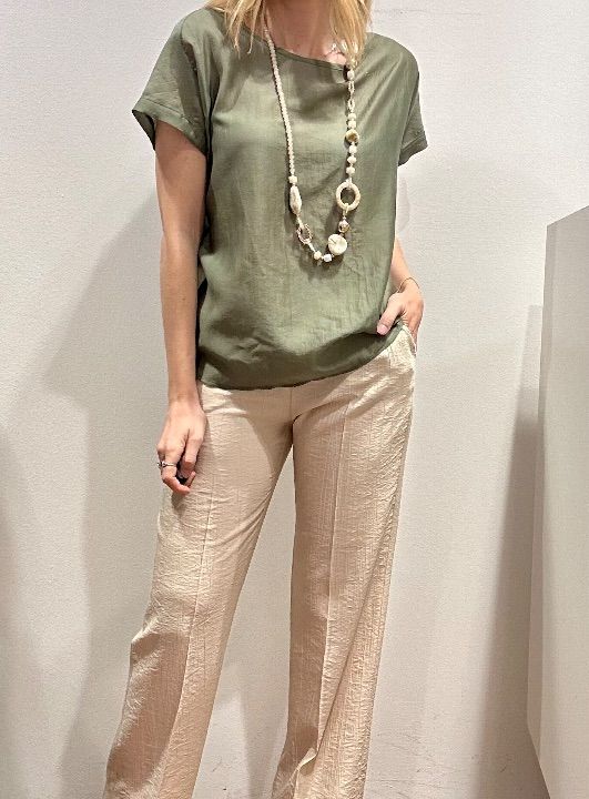 Blusa in lyocell semitrasparente verde oliva  (4)