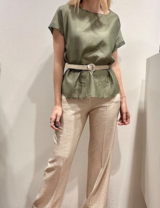 Blusa in lyocell semitrasparente verde oliva  (5)