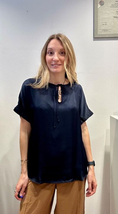 Blusa viscosa laccino blu notte