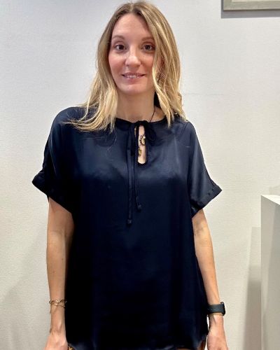 Blusa viscosa laccino blu notte