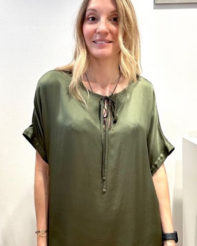 Blusa viscosa laccino verde oliva