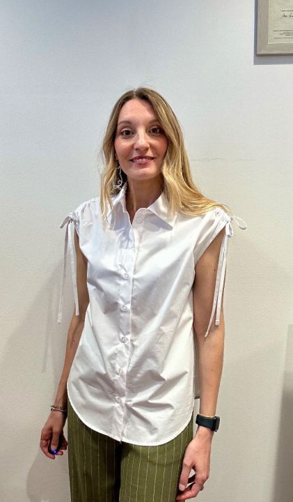 Camicia lacci spalle cotone bianca 