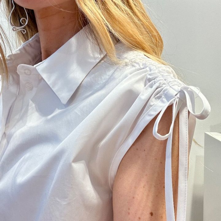 Camicia lacci spalle cotone bianca  (2)