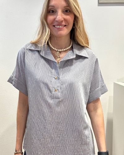 Camicia millerighe viscosa blu