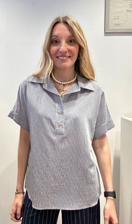 Camicia millerighe viscosa blu