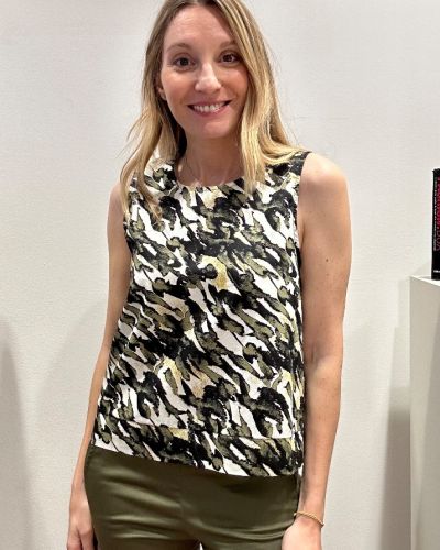 Camicia smanicata cotone camouflage 