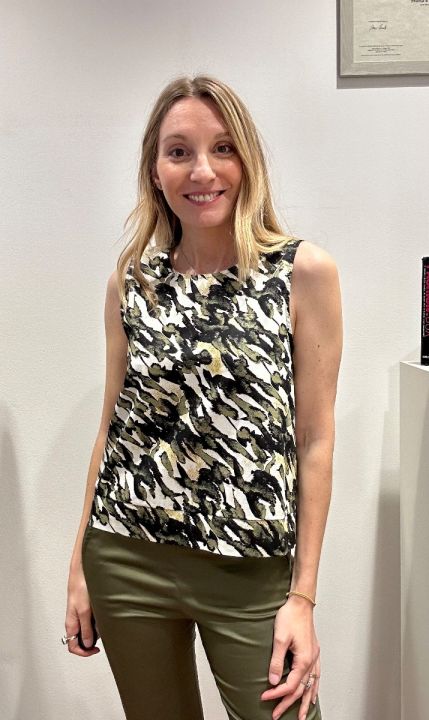 Camicia smanicata cotone camouflage 