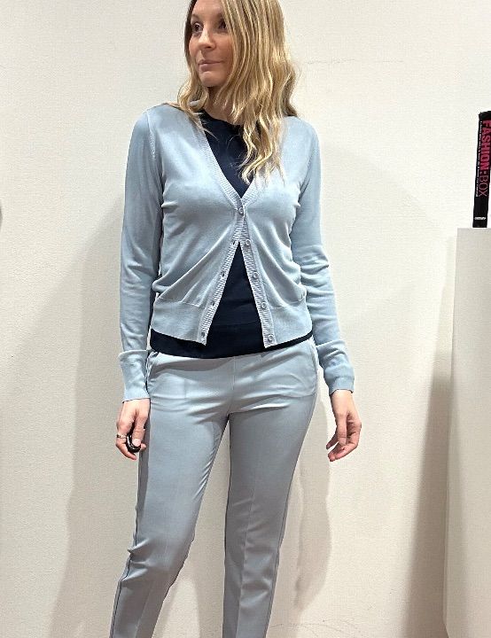 Cardigan viscosa scollo V azzurro  (4)