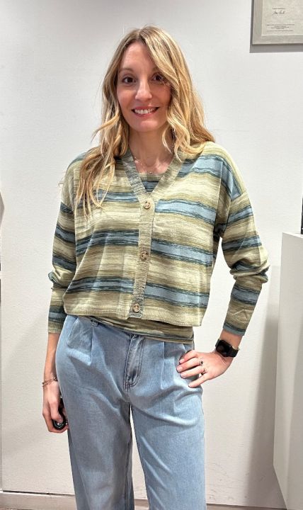 Cardigan viscosa sfumato verde