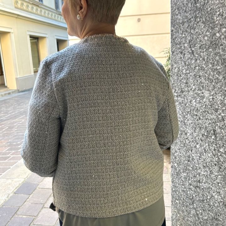 Giacca stuoia lurex grigio perla  (4)