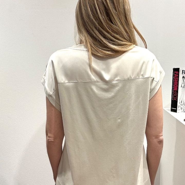 Maglia bitessuto taschino color seta  (3)