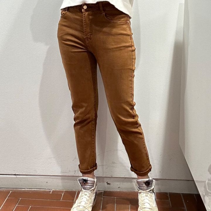 Pantalone 5 tasche in cotone tabacco  (2)