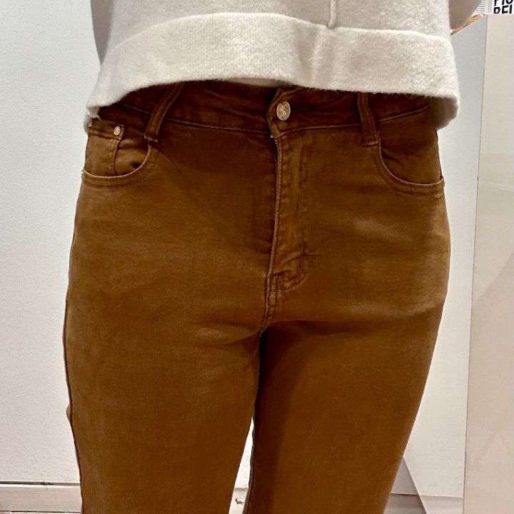 Pantalone 5 tasche in cotone tabacco  (5)