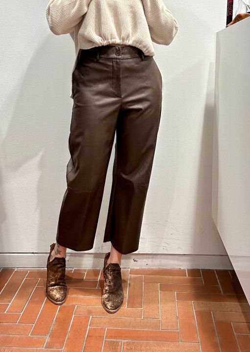 Pantalone ecopelle moro