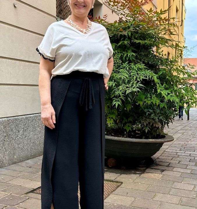 Pantalone elastico con pannelli nero (5)