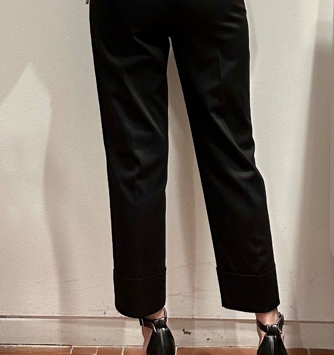 Pantalone elastico e risvolto cotone nero  (2)