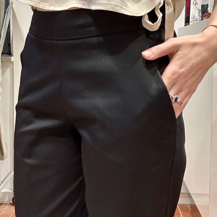Pantalone elastico e risvolto cotone nero  (4)