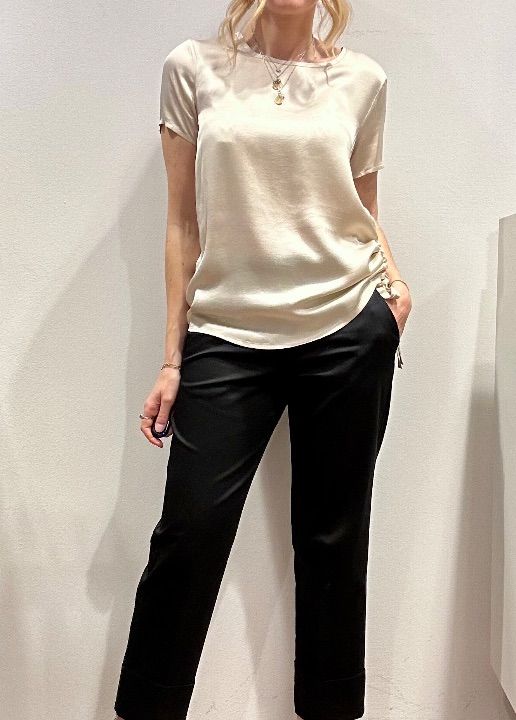 Pantalone elastico e risvolto cotone nero  (5)