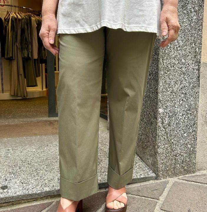 Pantalone elastico e risvolto verdone  (3)