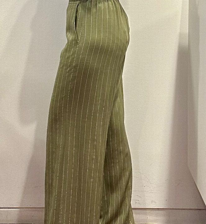 Pantalone gessato verdone lino e cotone  (3)