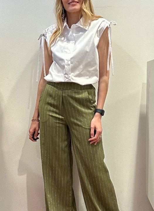 Pantalone gessato verdone lino e cotone  (5)