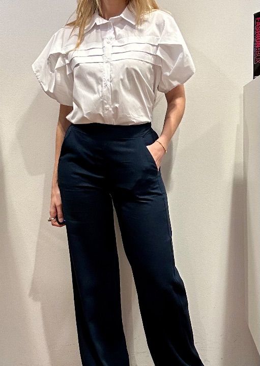 Pantalone largo lino e viscosa blu (4)