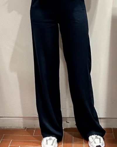 Pantalone largo lino e viscosa blu