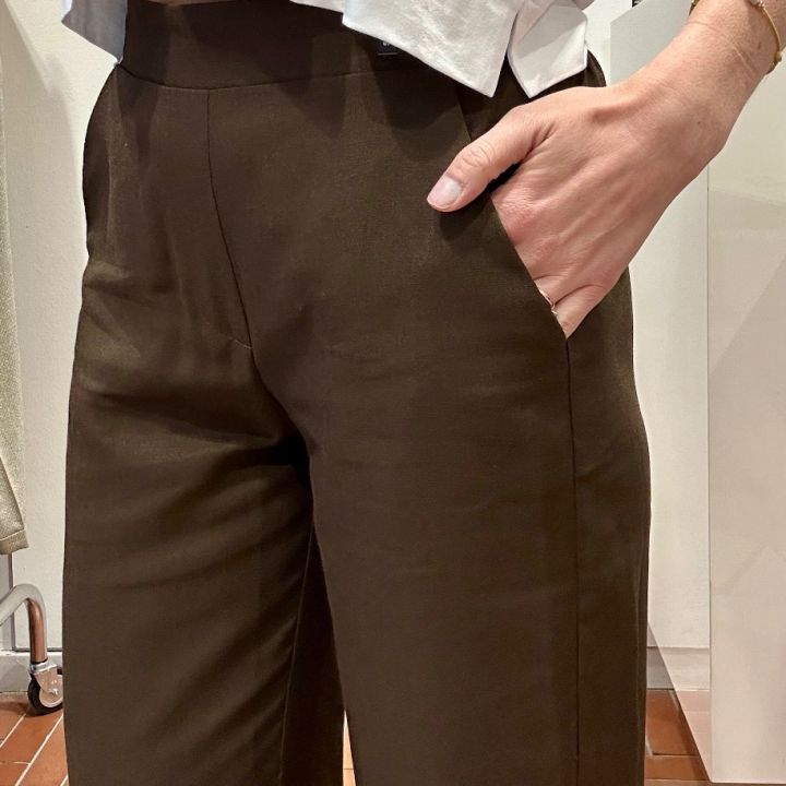 Pantalone largo lino e viscosa cioccolato (3)
