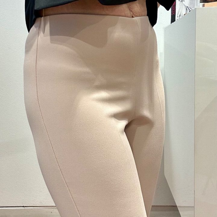 Pantalone sigaretta in crêpe rosa antico (4)