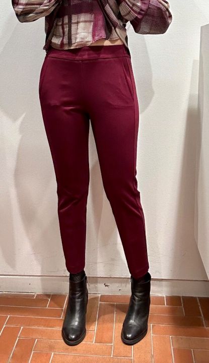 Pantalone sigaretta punto milano bordeaux