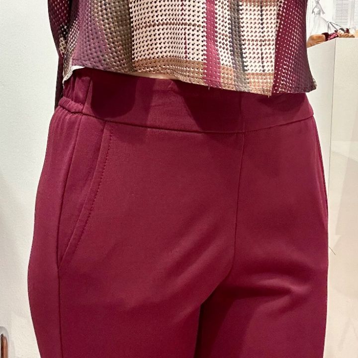 Pantalone sigaretta punto milano bordeaux (2)