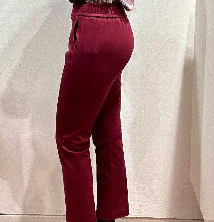 Pantalone sigaretta punto milano bordeaux (3)