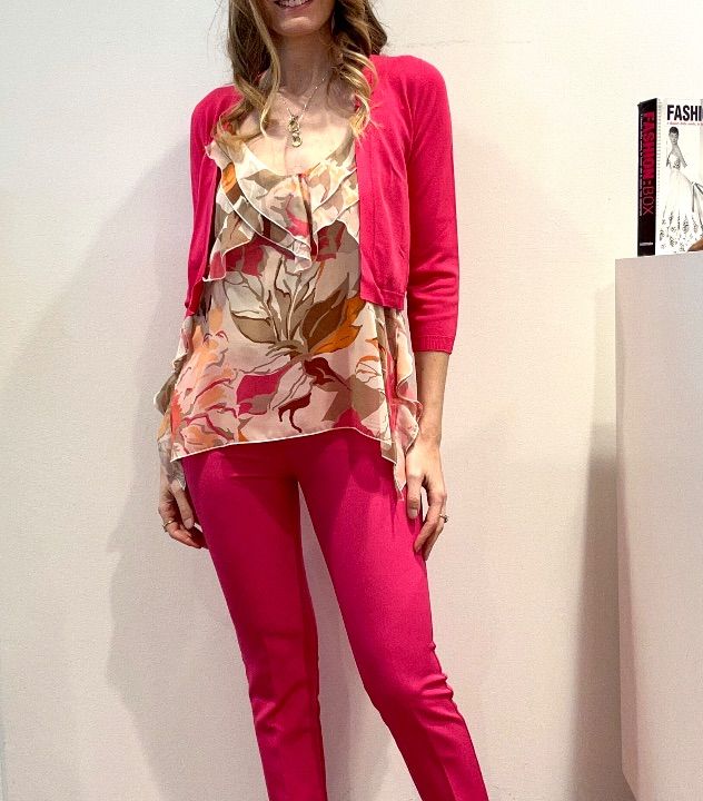 Pantalone tessuto tecnico risvoltino fucsia (3)