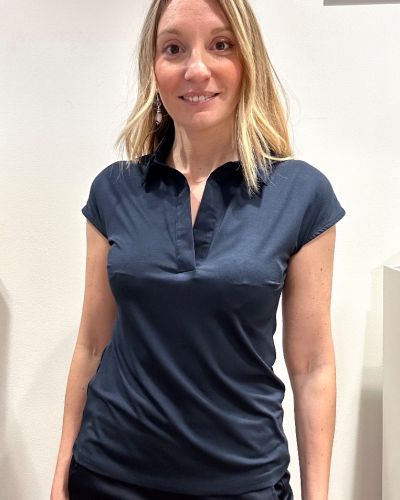 Polo viscosa e cotone blu