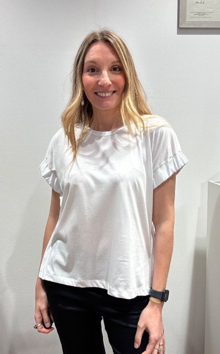 T-shirt cotone arriccio manica bianca