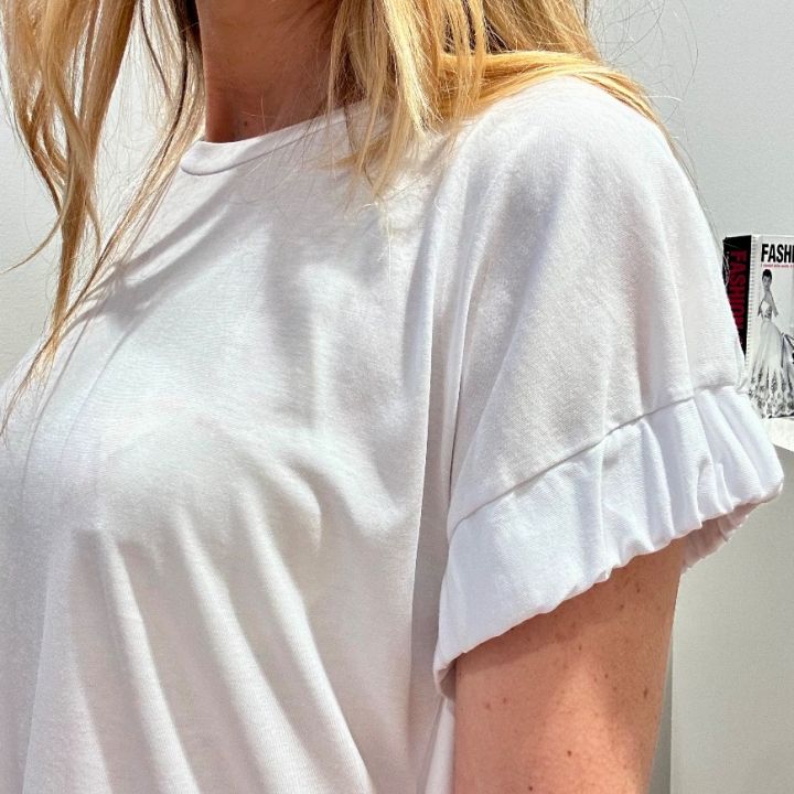 T-shirt cotone arriccio manica bianca (4)