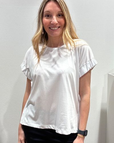 T-shirt cotone arriccio manica bianca