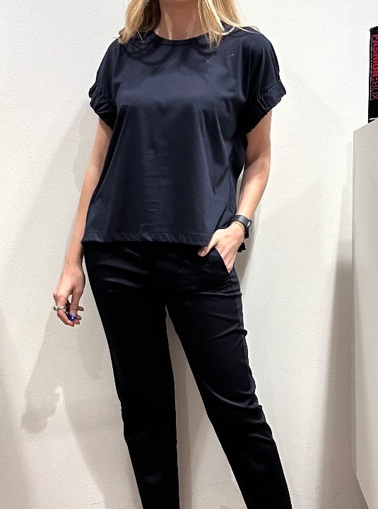 T-shirt cotone arriccio manica blu (5)