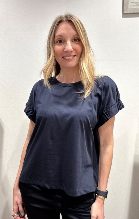 T-shirt cotone arriccio manica blu
