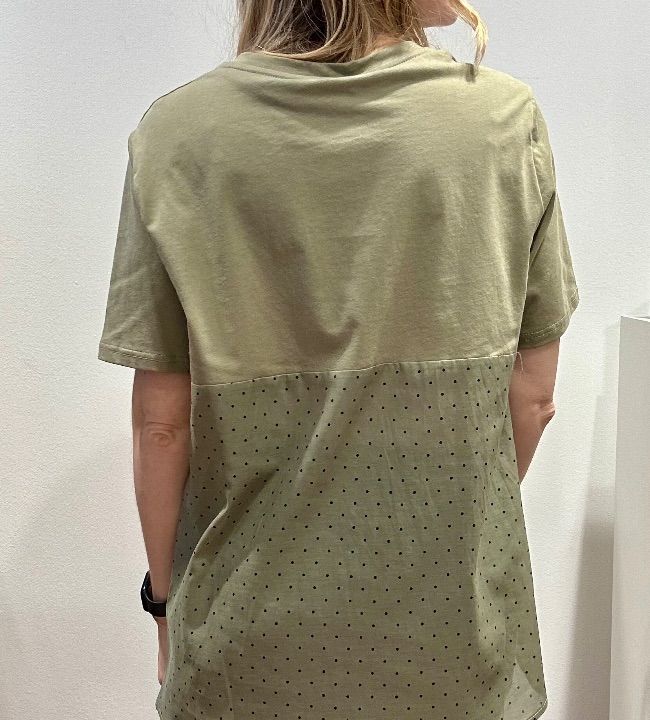T-shirt cotone inserto tela pois  (2)