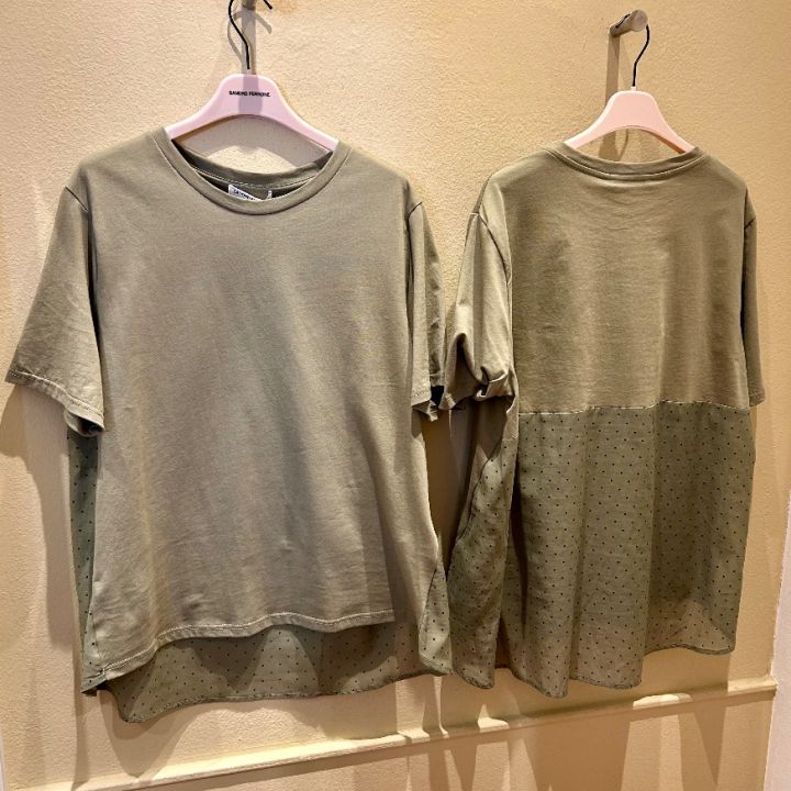 T-shirt cotone inserto tela pois  (4)
