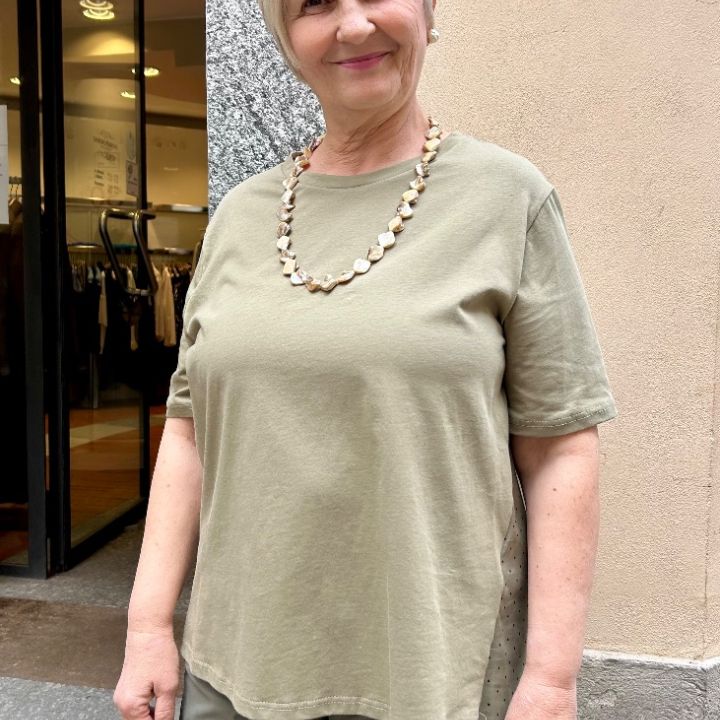 T-shirt cotone inserto tela pois  (5)