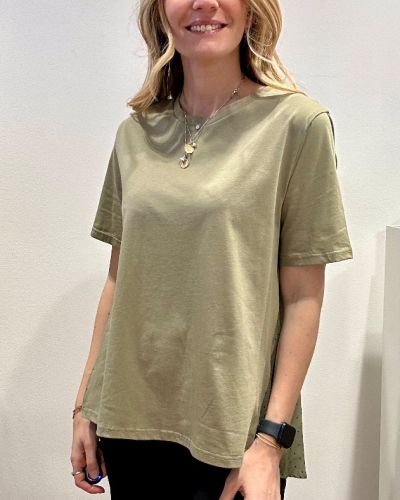 T-shirt cotone inserto tela pois 